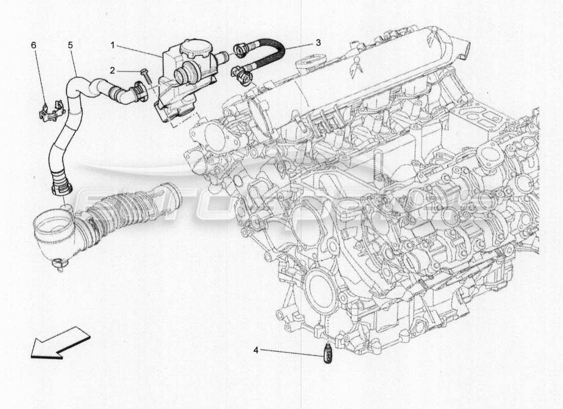 maserati qtp. v8 3.8 530bhp 2014 auto sistema de recirculación de vapor de aceite diagrama de piezas