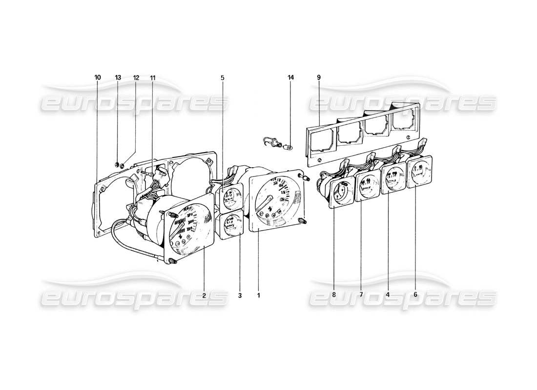 ferrari 365 gt4 2+2 coachwork instrumentos diagrama de piezas