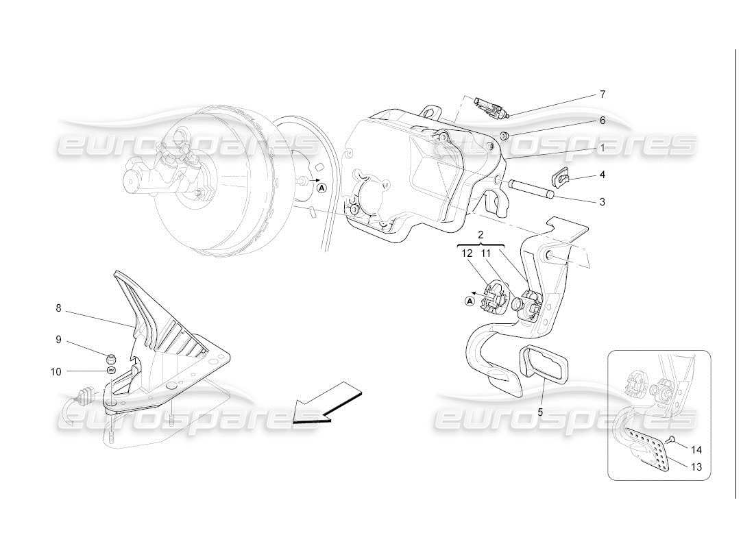 maserati qtp. (2007) 4.2 auto diagrama de piezas completo de la unidad de pedalera