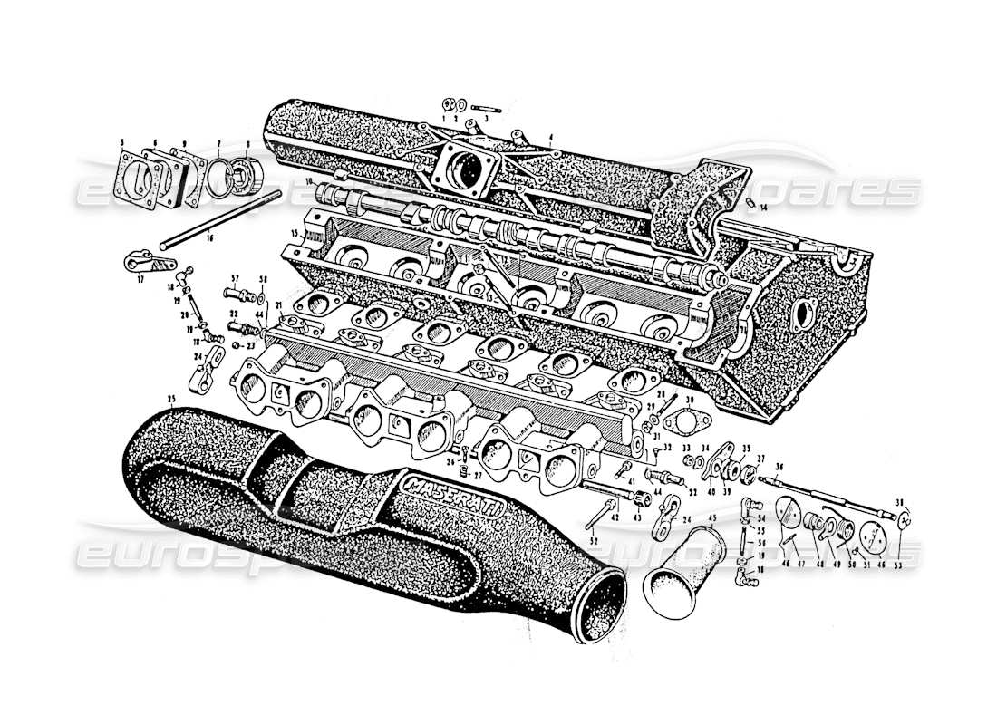 maserati 3500 gt colector de admisión gti diagrama de piezas