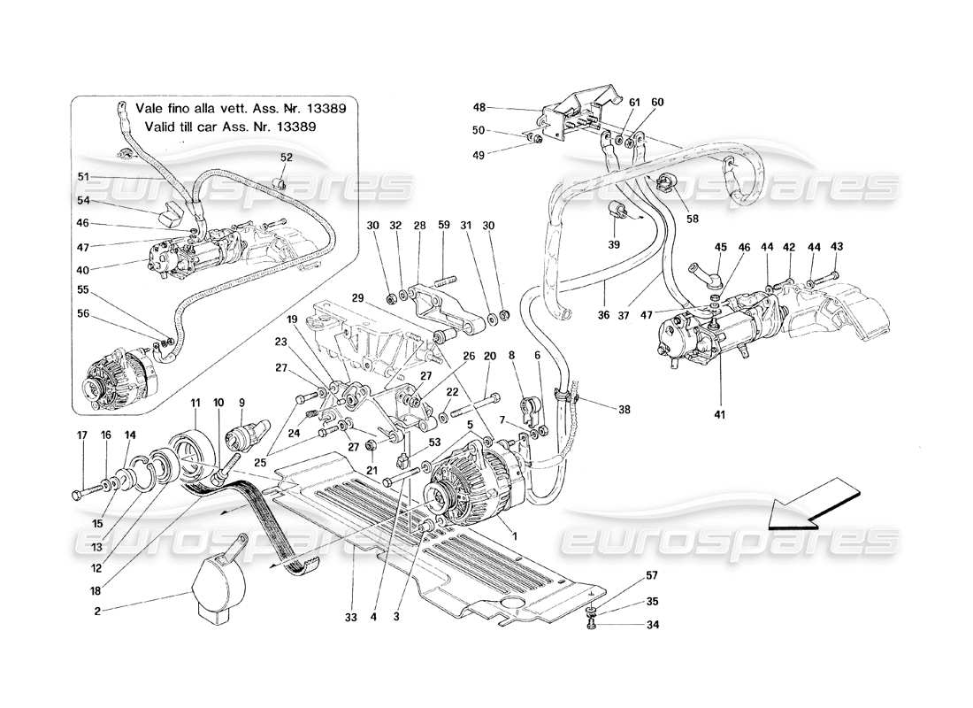 ferrari 348 (1993) tb / ts generador de corriente: diagrama de piezas del motor de arranque