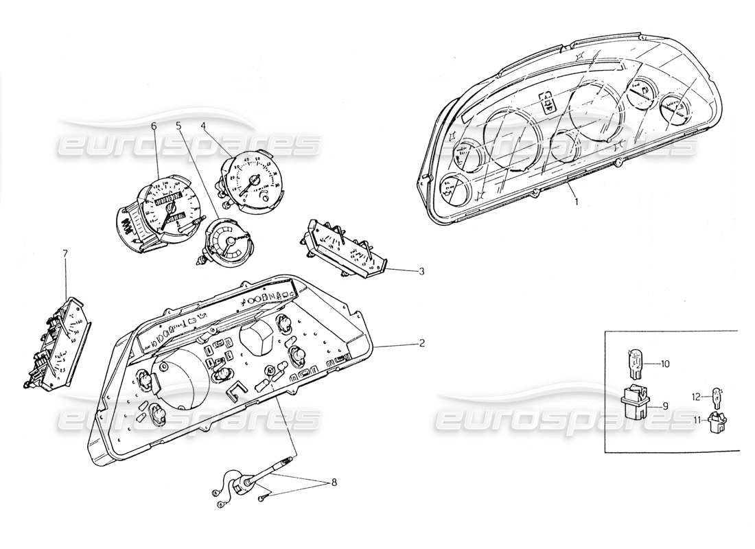 maserati 228 instrumentación diagrama de piezas