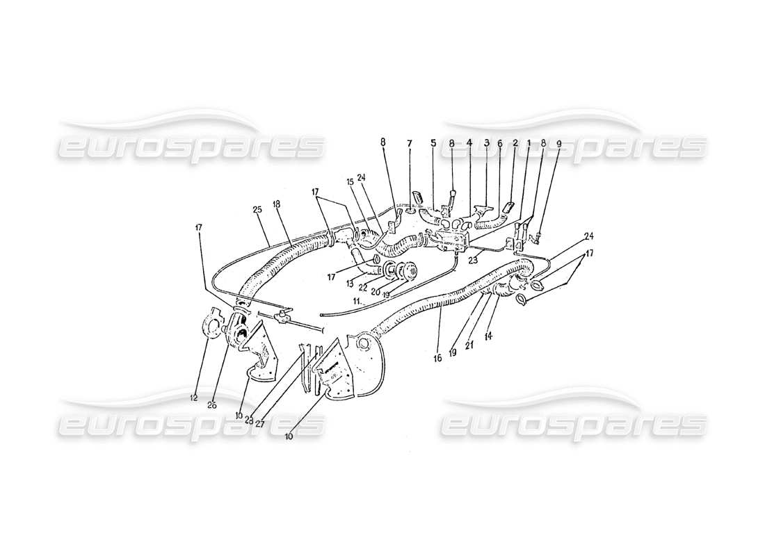 ferrari 275 (pininfarina coachwork) diagrama de piezas del gruppo riscaldamento aerazione