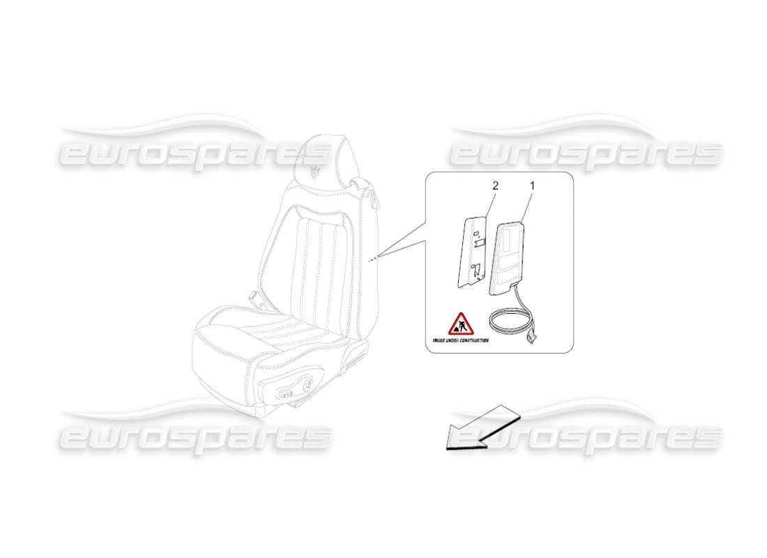 maserati grancabrio (2011) 4.7 diagrama de piezas del sistema de bolsas laterales delanteras