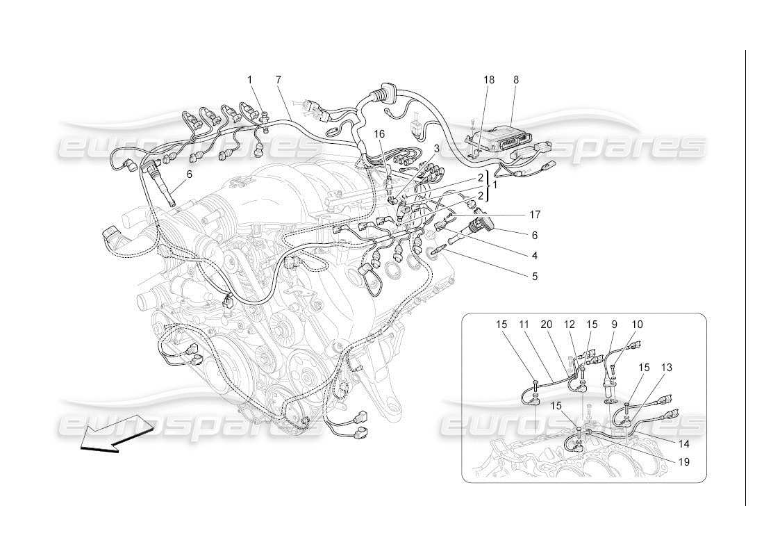 maserati qtp. (2007) 4.2 auto control electrónico: diagrama de piezas de control de sincronización del motor y inyección