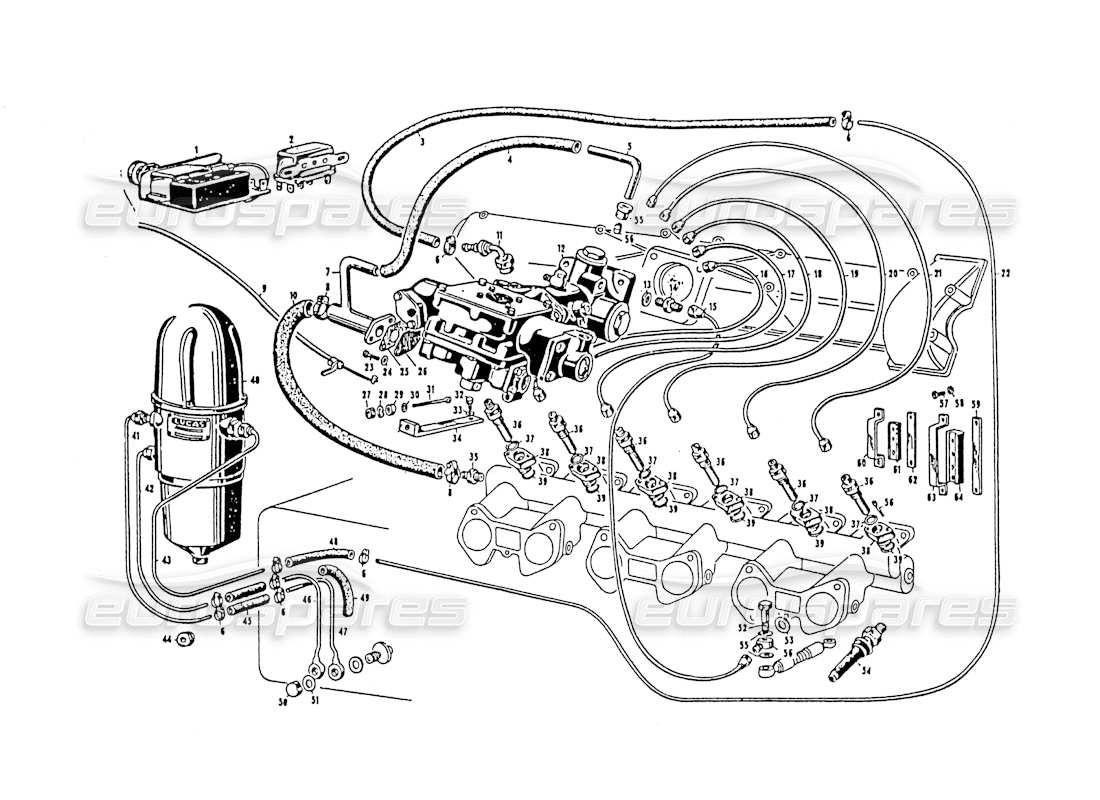 maserati 3500 gt diagrama de piezas del equipo de inyección