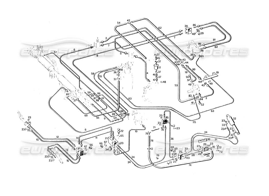 maserati khamsin sistema de frenado diagrama de piezas