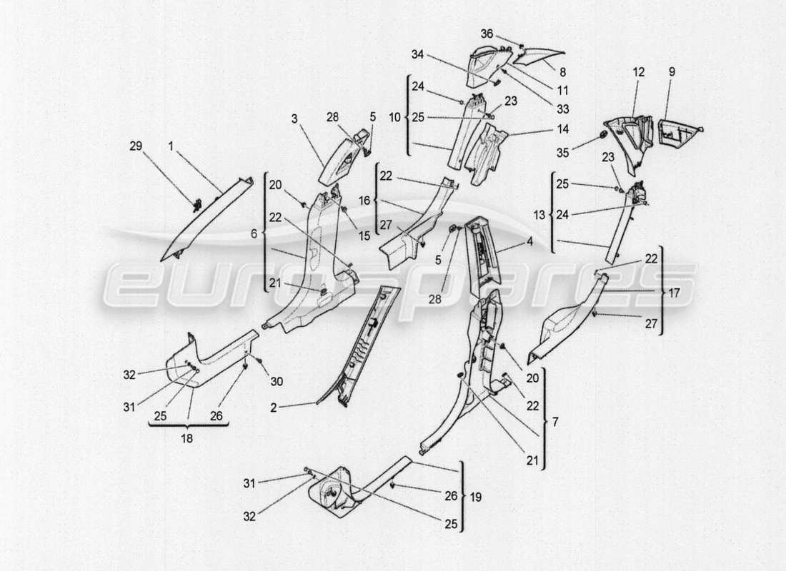 maserati qtp. v8 3.8 530bhp auto 2015 asientos traseros: diagrama de piezas de mecánica y electrónica
