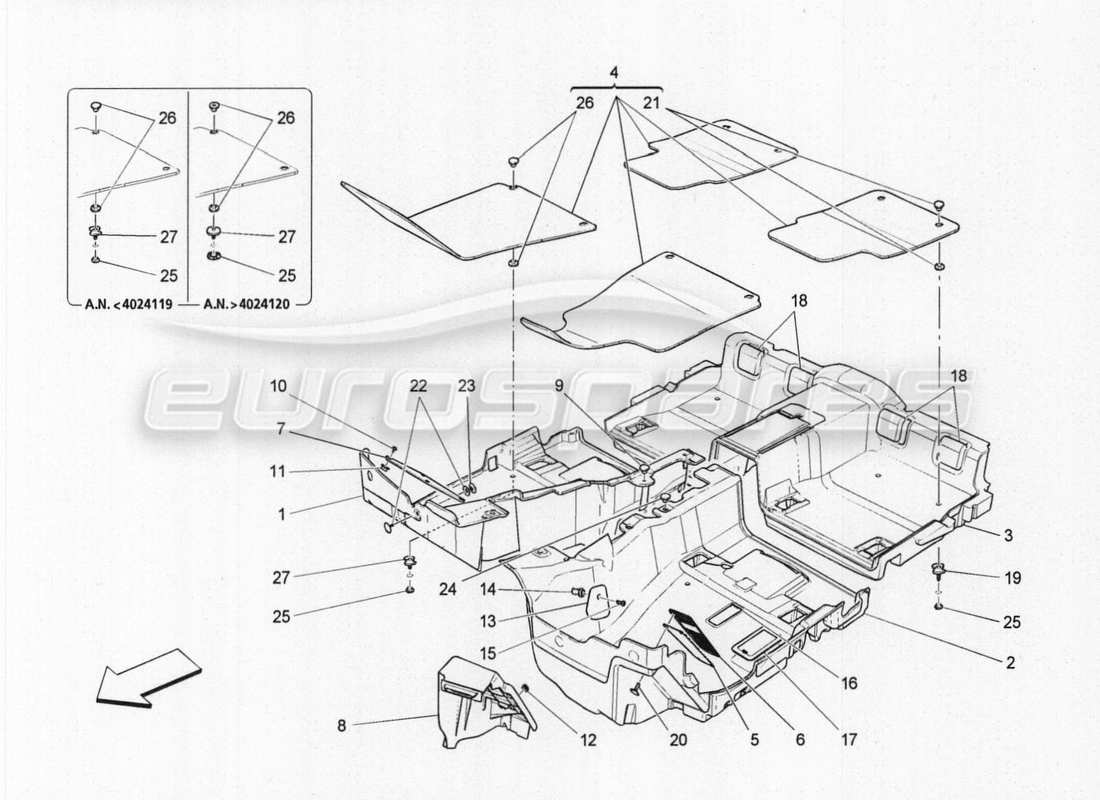 maserati qtp. v8 3.8 530bhp auto 2015 diagrama de piezas de las guanteras