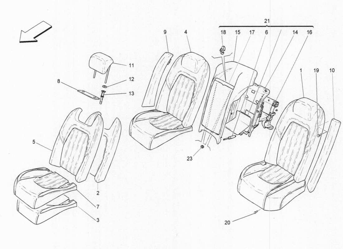maserati qtp. v6 3.0 bt 410bhp 2015 asientos traseros diagrama de piezas