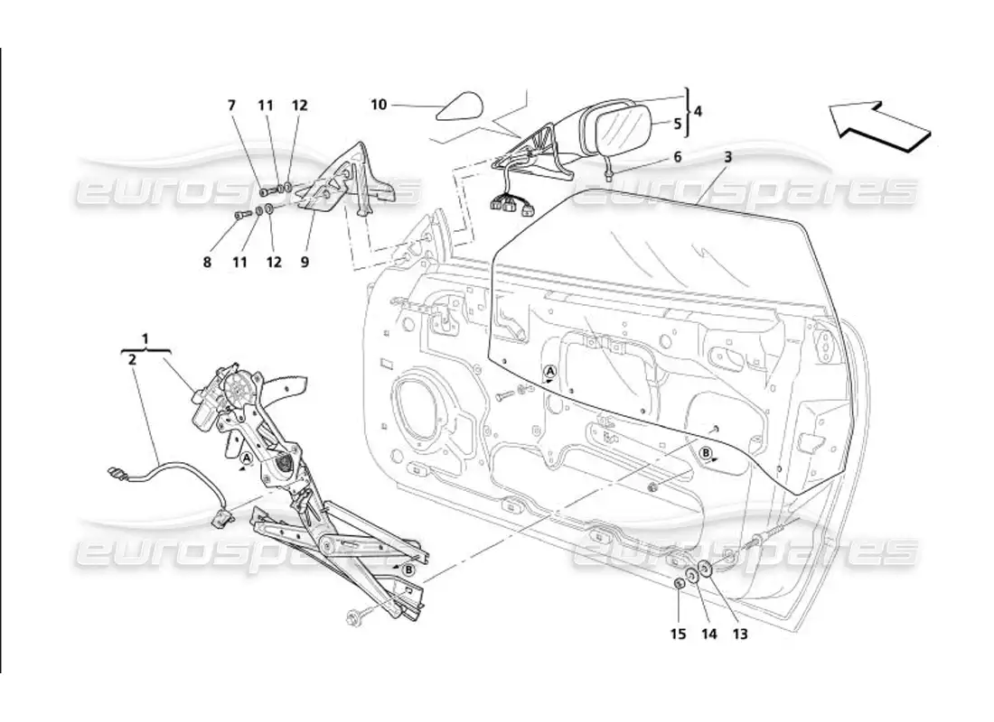 maserati 4200 gransport (2005) doors - power window and rearwiew mirror diagrama de piezas