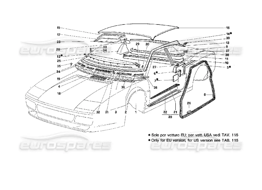 ferrari 512 tr accesorios y adornos diagrama de piezas