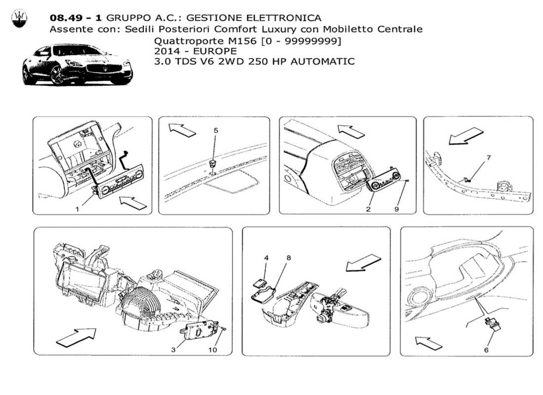 maserati qtp. v6 3.0 tds 250bhp 2014 unidad a c: diagrama de piezas de control electrónico