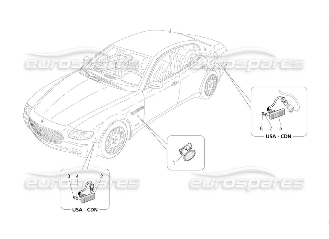 maserati qtp. (2006) 4.2 f1 diagrama de piezas de los grupos de luces laterales