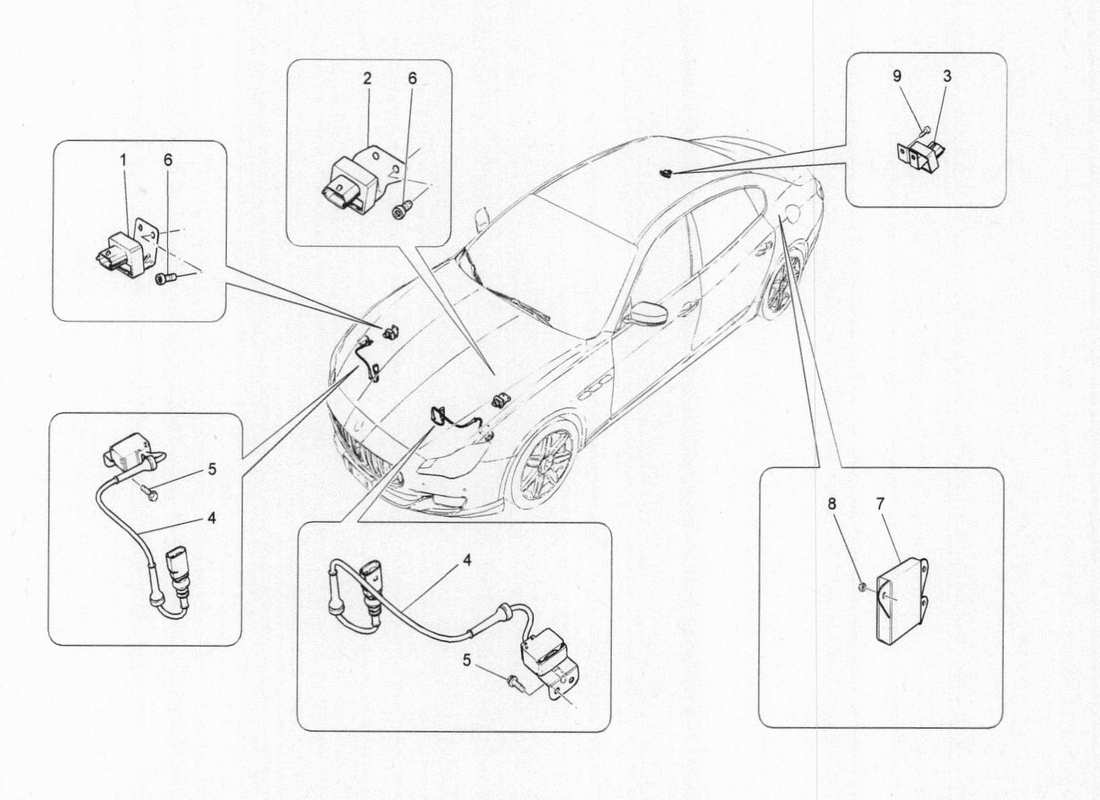 maserati qtp. v6 3.0 bt 410bhp 2015 diagrama de piezas de control electrónico (suspensión)
