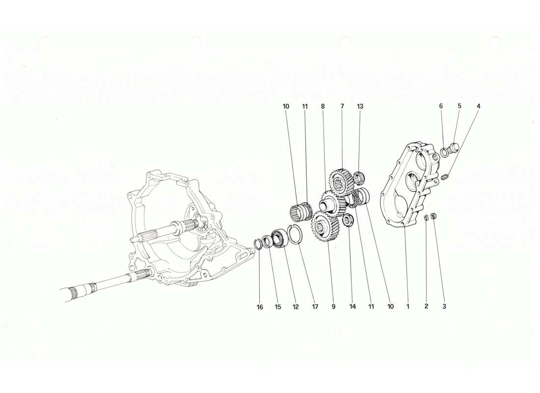 ferrari 208 gtb gts diagrama de piezas de transmisión de caja de cambios