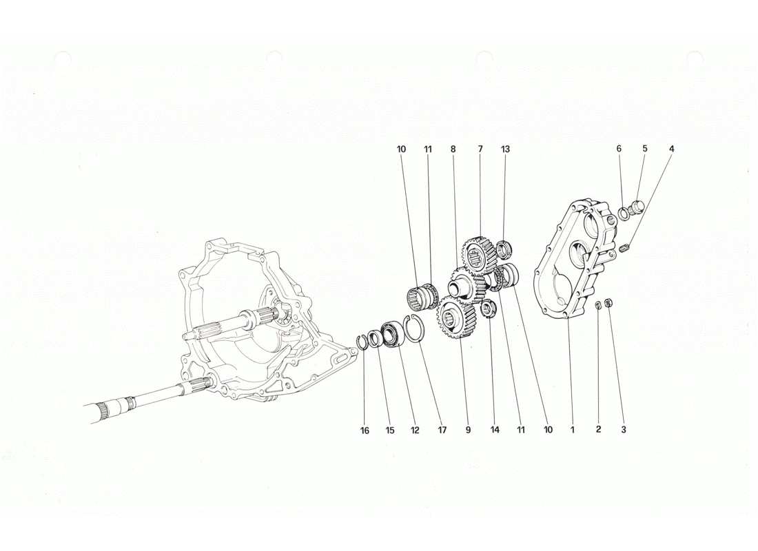 ferrari 208 gtb gts transmisión de caja de cambios diagrama de piezas