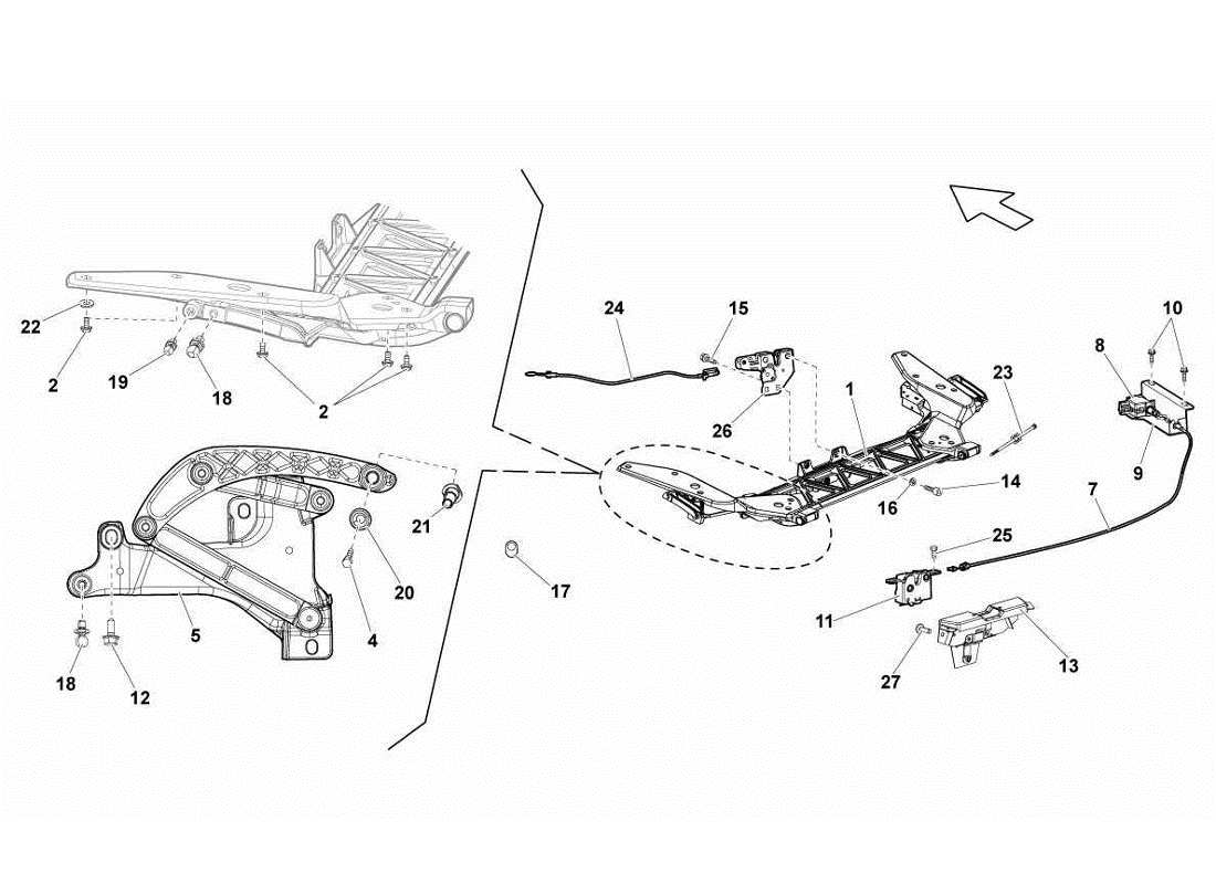 lamborghini gallardo lp570-4s perform soporte del capó del motor diagrama de piezas