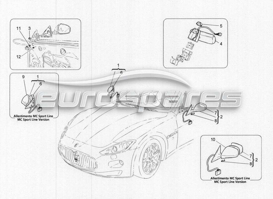 maserati grancabrio mc centenario espejos interiores y exteriores diagrama de piezas
