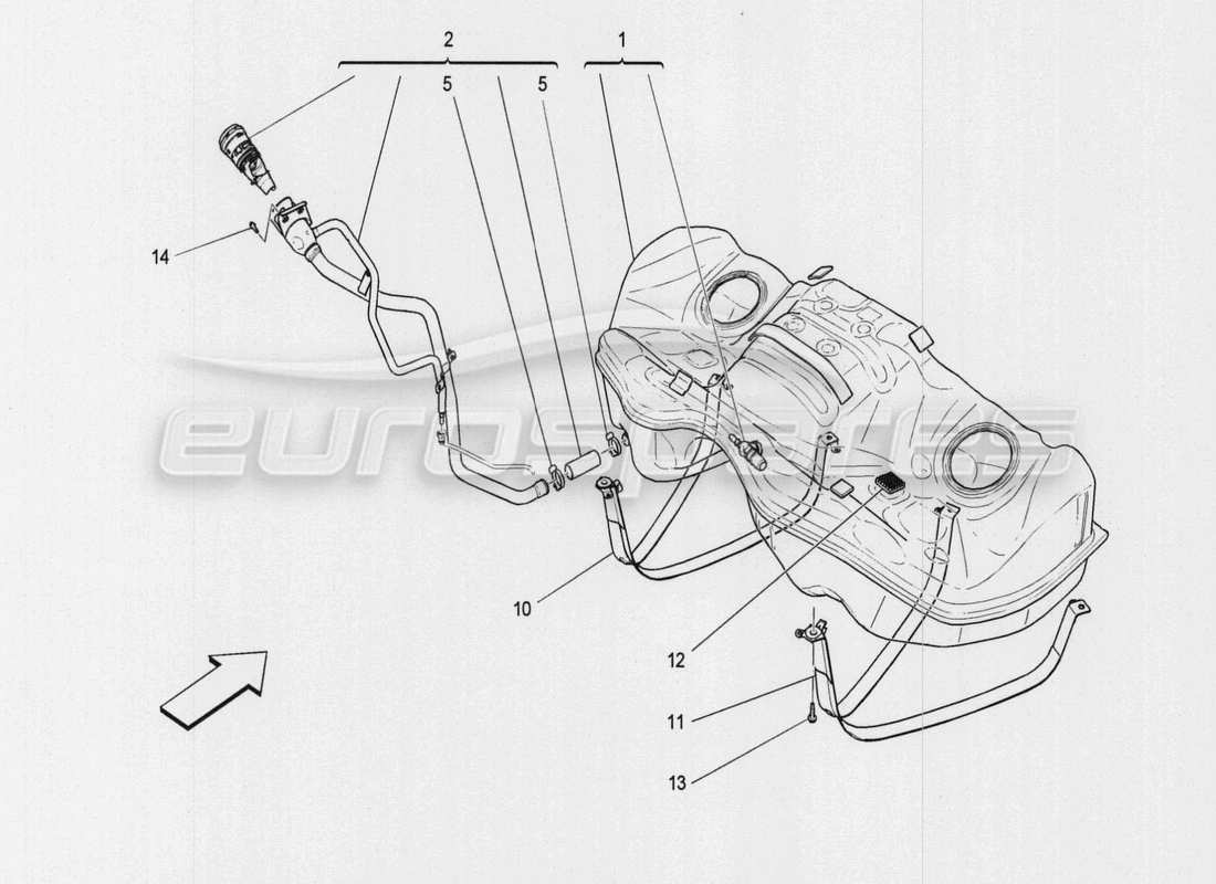 maserati qtp. v8 3.8 530bhp auto 2015 diagrama de piezas del tanque de combustible