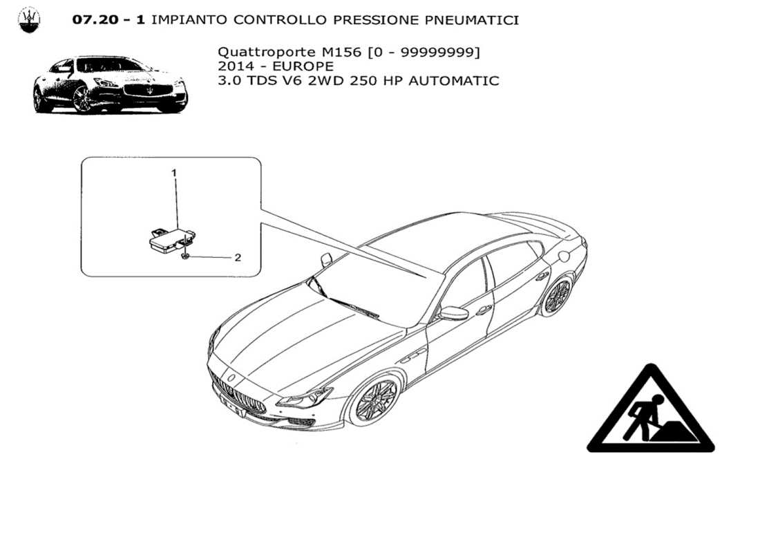 maserati qtp. v6 3.0 tds 250bhp 2014 diagrama de piezas del sistema de control de presión de neumáticos