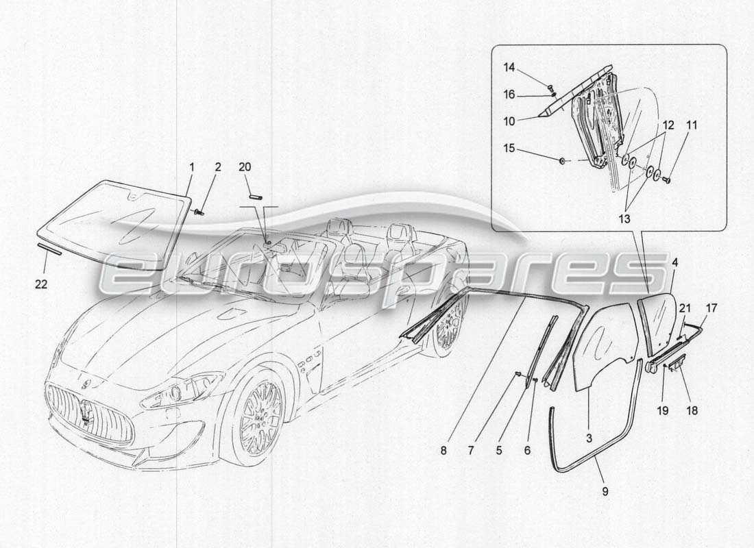 maserati grancabrio mc centenario windows y windowstrips diagrama de piezas