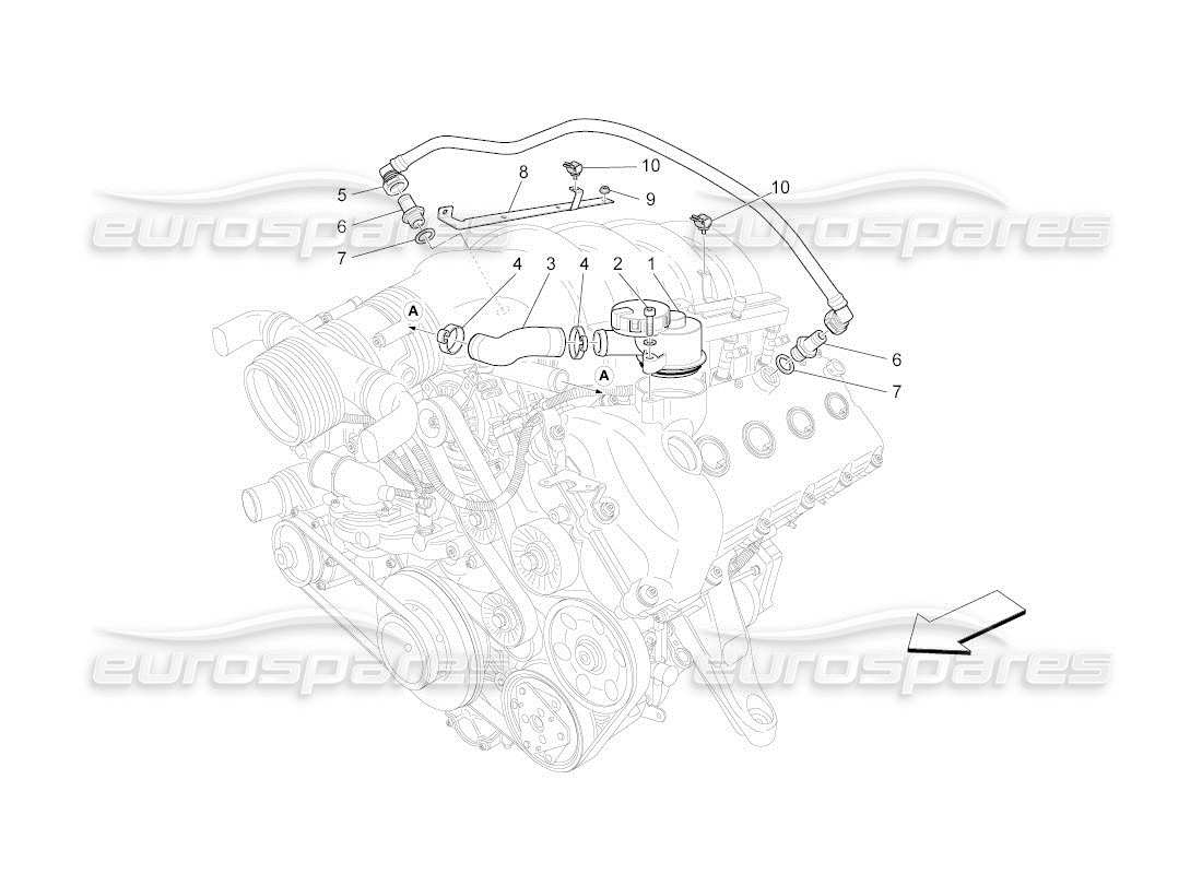 maserati qtp. (2010) 4.2 auto diagrama de piezas del sistema de recirculación de vapores de aceite