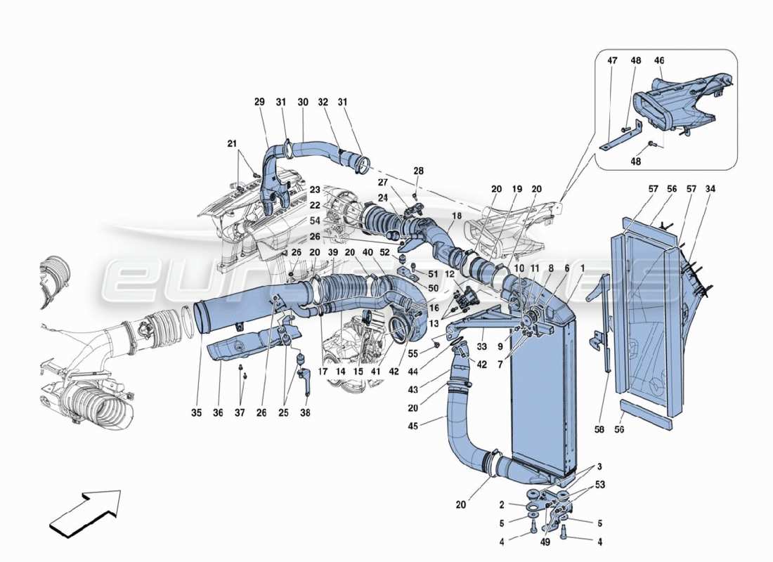 ferrari 488 challenge intercambiador diagrama de piezas