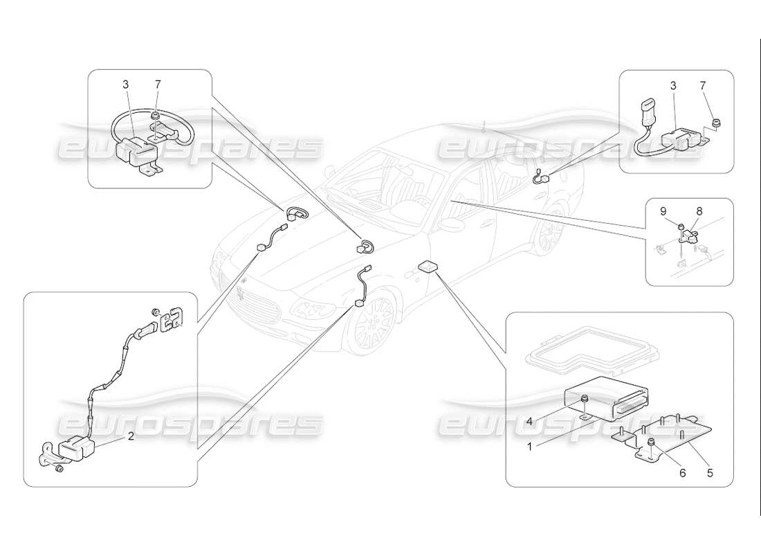 maserati qtp. (2006) 4.2 f1 diagrama de piezas de control electrónico (suspensión)