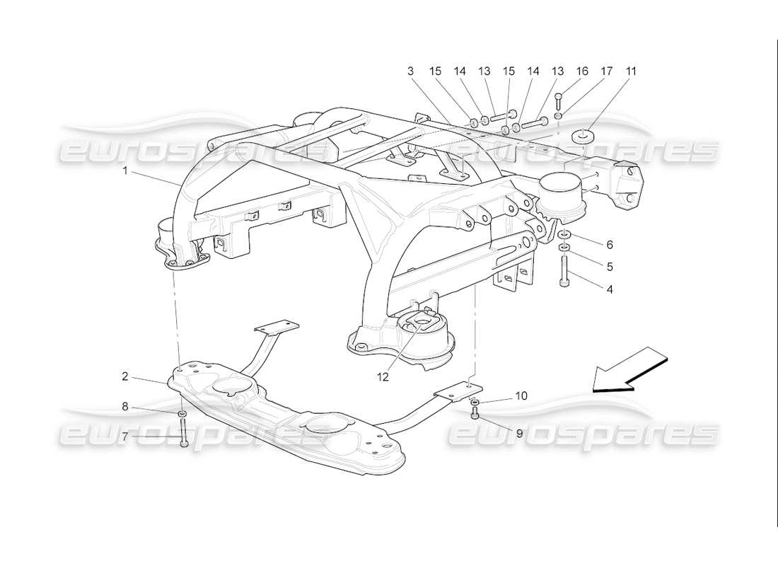 maserati qtp. (2006) 4.2 f1 diagrama de piezas del chasis trasero