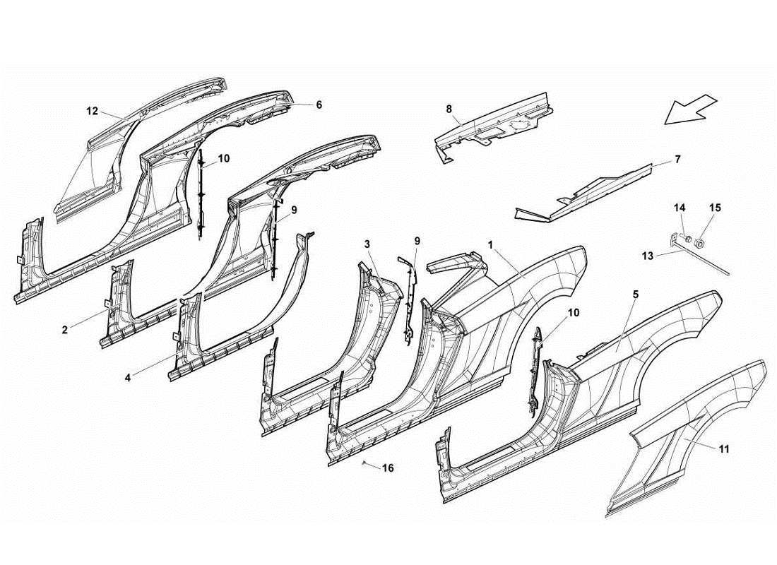 lamborghini gallardo lp560-4s update accesorios para marcos laterales diagrama de piezas