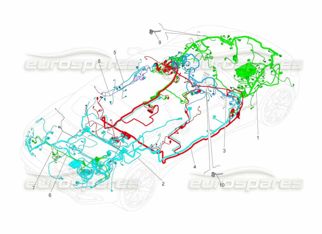 maserati grancabrio (2010) 4.7 cableado principal diagrama de piezas