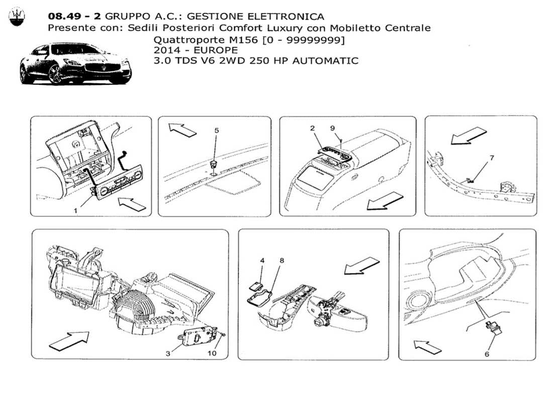 maserati qtp. v6 3.0 tds 250bhp 2014 unidad a c: diagrama de piezas de control electrónico