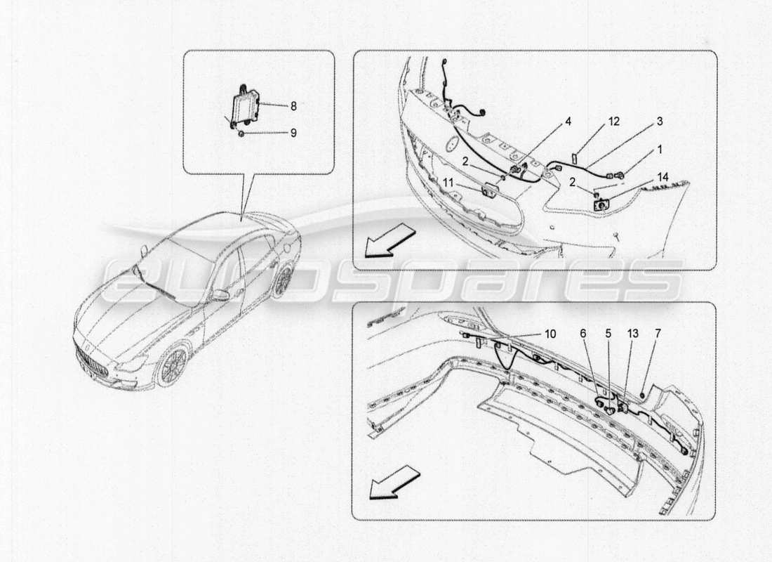 maserati qtp. v8 3.8 530bhp auto 2015 diagrama de piezas de los sensores de estacionamiento