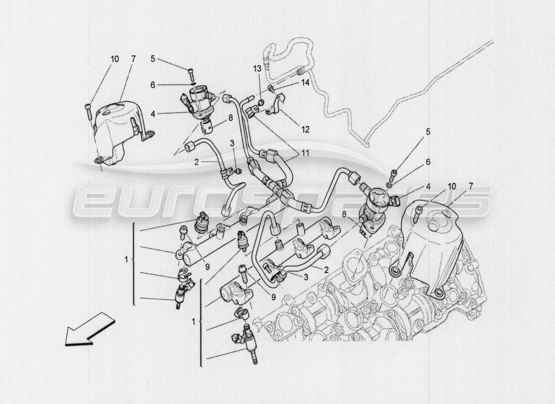 maserati qtp. v8 3.8 530bhp auto 2015 diagrama de piezas de bombas de combustible y líneas de conexión