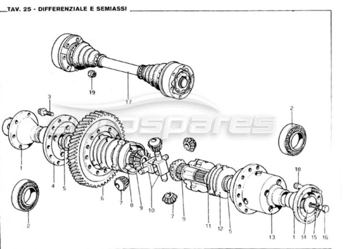 ferrari 246 gt series 1 diferencial y semiejes diagrama de piezas