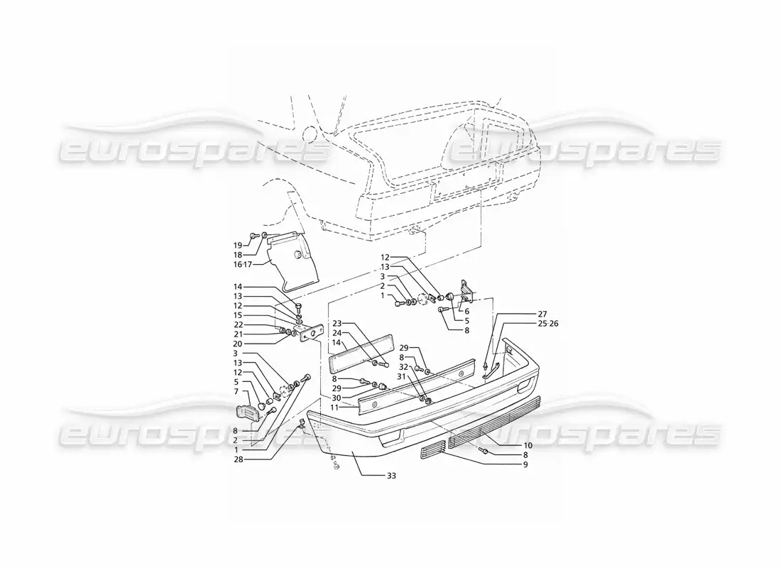 maserati ghibli 2.8 (abs) parachoques trasero diagrama de piezas