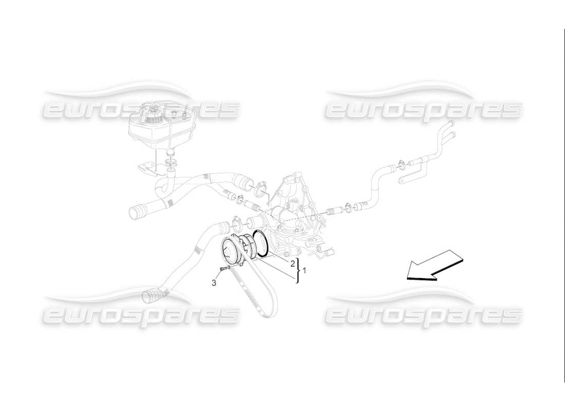 maserati qtp. (2010) 4.7 auto sistema de refrigeración: diagrama de piezas de la bomba de agua