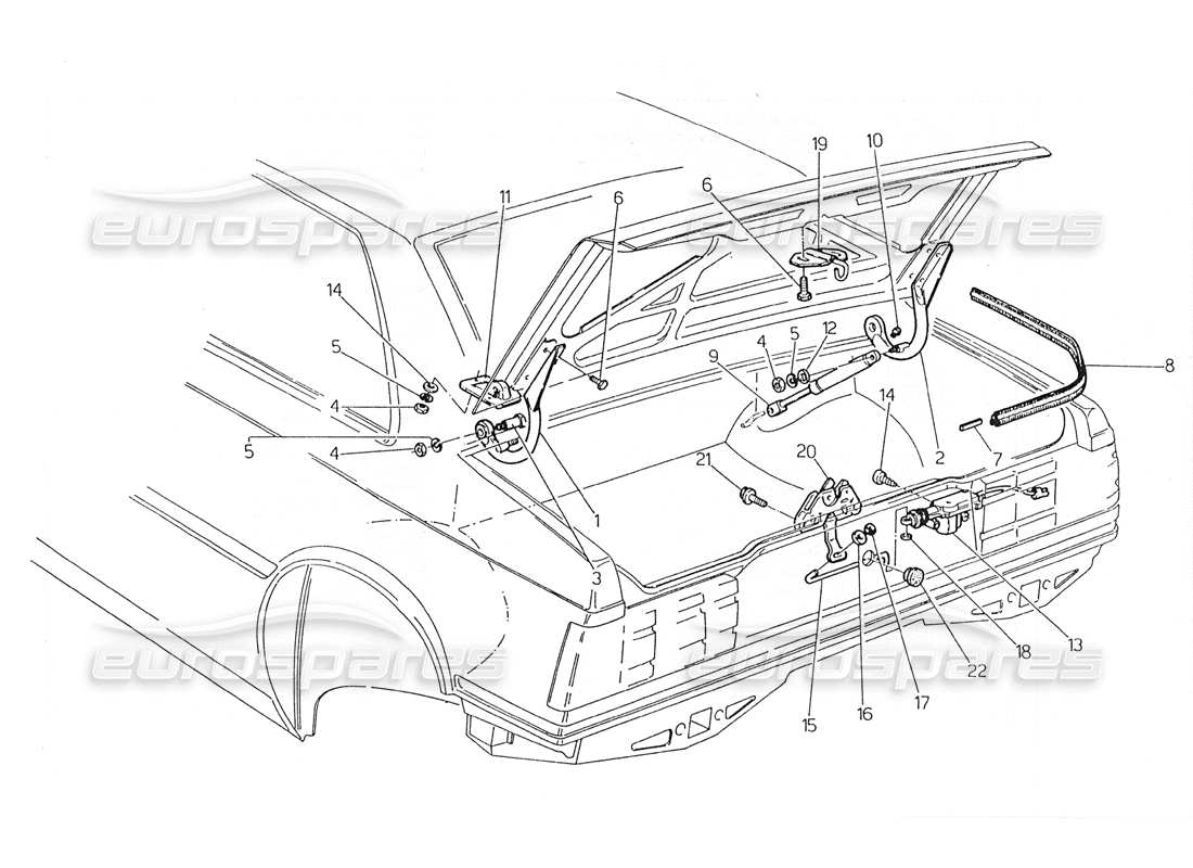 maserati 228 tapa del maletero diagrama de piezas