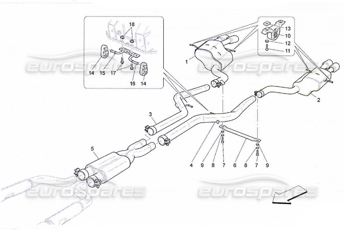 maserati qtp. (2010) 4.2 diagrama de piezas de silenciadores