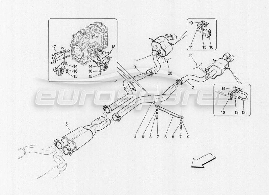 maserati granturismo special edition diagrama de piezas de silenciadores