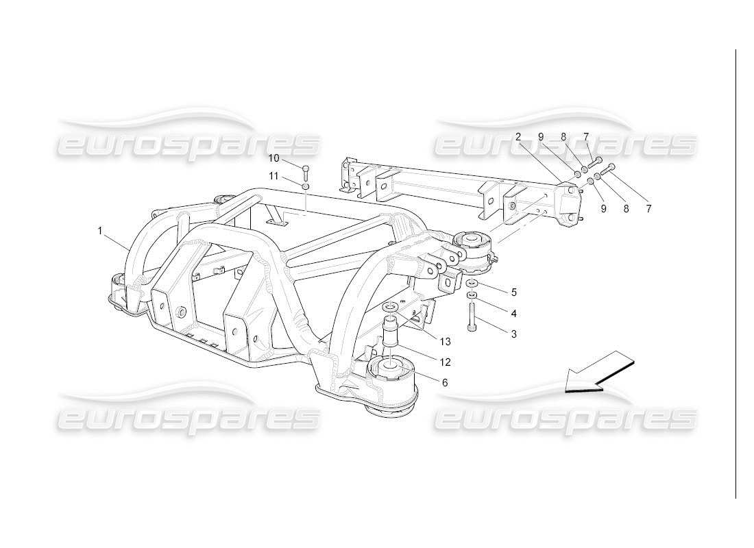 maserati qtp. (2007) 4.2 auto diagrama de piezas del chasis trasero