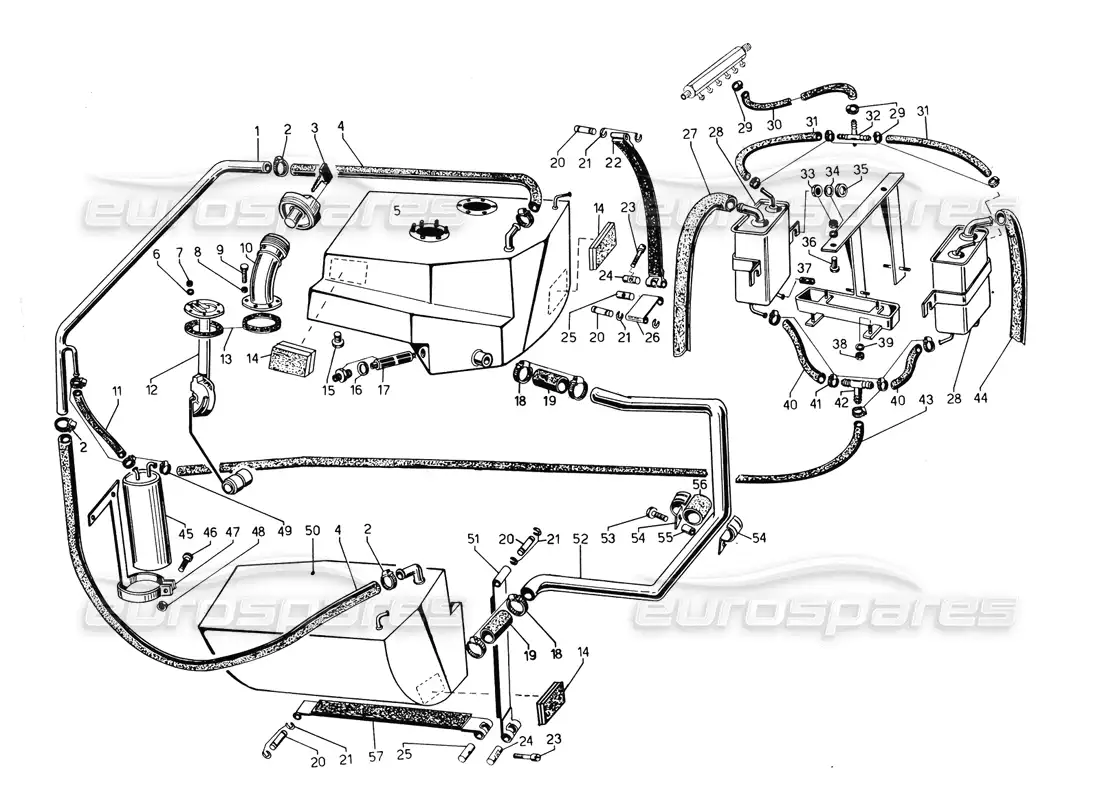 lamborghini countach 5000 qvi (1989) fuel system diagrama de piezas