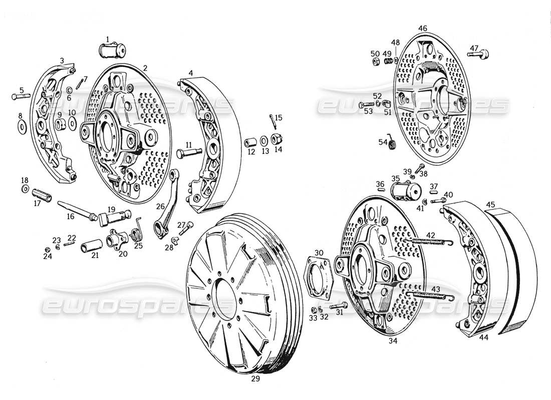 ferrari 250 gte (1957) diagrama de piezas de frenos