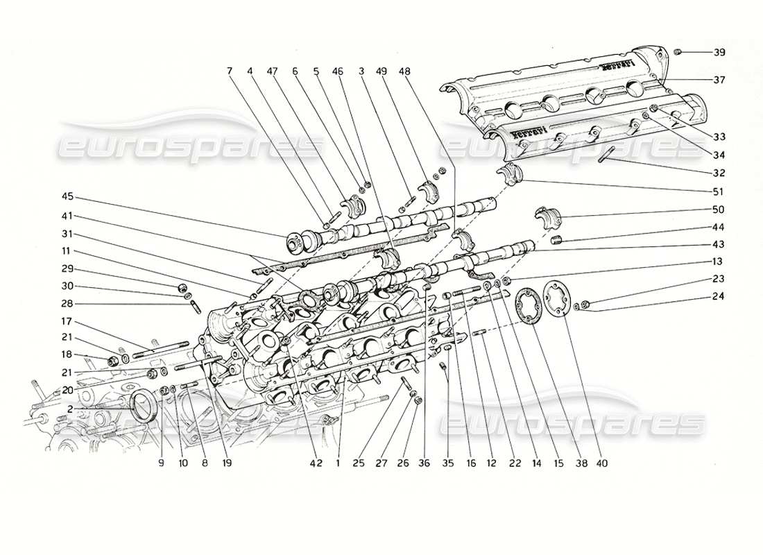 ferrari 308 gt4 dino (1976) diagrama de piezas de la culata (izquierda)
