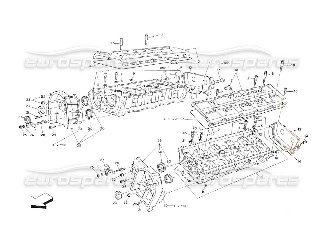 maserati shamal soporte del árbol de levas de sincronización diagrama de piezas