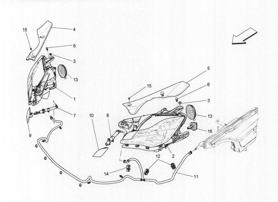 maserati qtp. v6 3.0 bt 410bhp 2wd 2017 diagrama de piezas de los grupos de faros