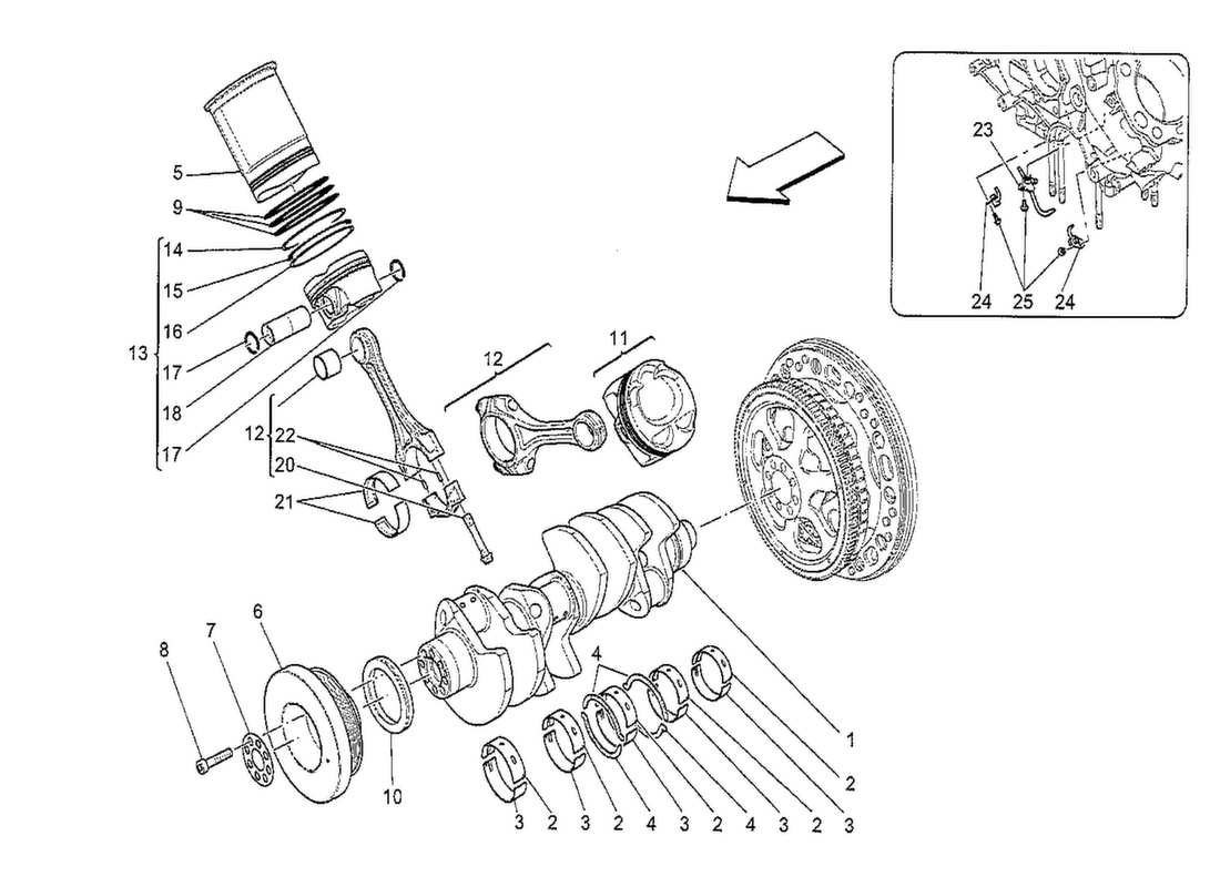 maserati qtp. v8 3.8 530bhp 2014 diagrama de piezas del mecanismo de manivela