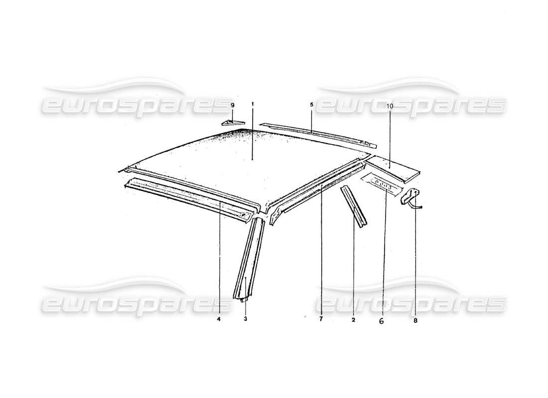 ferrari 365 gt4 2+2 coachwork diagrama de piezas de paneles de techo