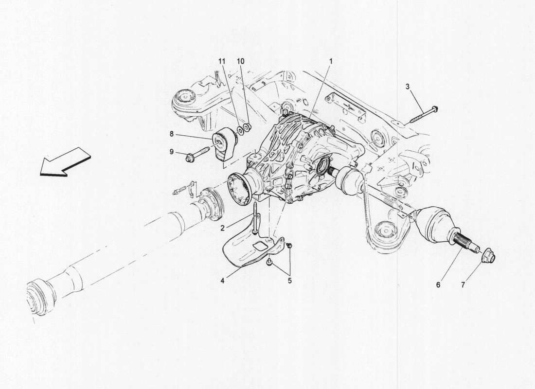 maserati qtp. v6 3.0 bt 410bhp 2wd 2017 diagrama de piezas del diferencial y del eje trasero